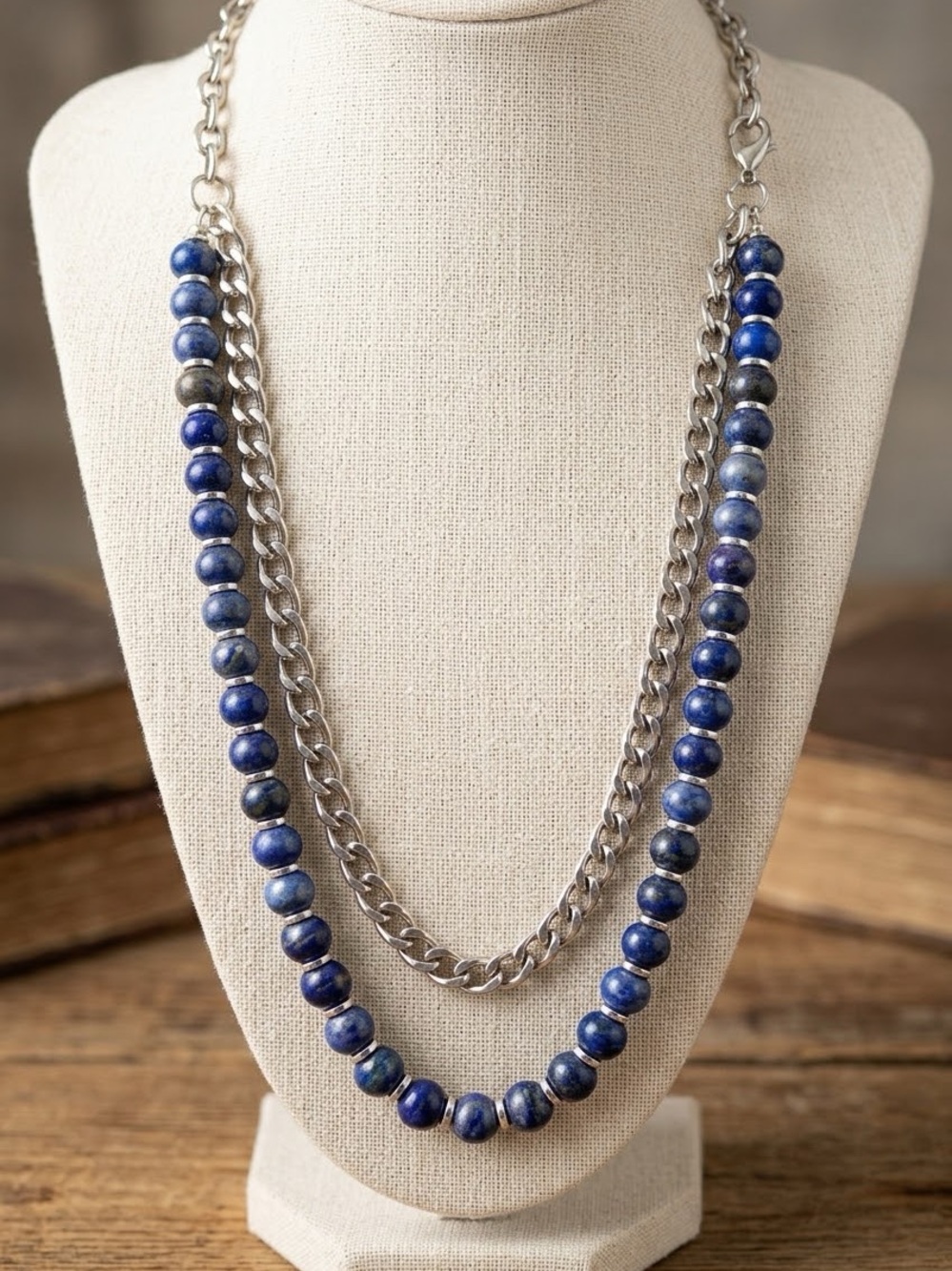 Kendra Scott Rebecca Multi-Strand Necklace silver blue Dumortierite NWT 2548
